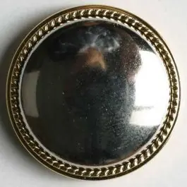 Sichere Zahlung Kunststoffknopf – Größe: 18mm – Farbe: silber mit Goldrand – Art.Nr. 320124