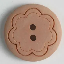 Neuheit Kunststoffknopf mit klassischem Blütendekor – Größe: 18mm – Farbe: orange – Art.Nr. 251527
