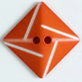 Kunststoffknopf quadratisch zum diagonalen Annähen mit 2 Löchern – Größe: 34mm – Farbe: orange – Art.Nr. 370495 Zertifiziert