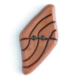 Kunststoffknopf langgezogenes Viereck mit schwarzem Strichmuster mit 2 Löchern – Größe: 55mm – Farbe: orange – Art.Nr. 420057 Direkt Vom Hersteller