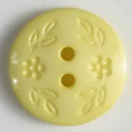 Finale Aktion Modeknopf mit dezentem Blumendekor, 2 Loch – Größe: 18mm – Farbe: gelb – Art.Nr. 251439