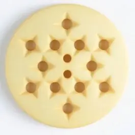 Kunststoffknopf mit 12 sternförmigen Vertiefungen mit 2 Löchern – Größe: 32mm – Farbe: gelb – Art.Nr. 376505 Schnäppchen