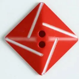 Sofort Bestellen Kunststoffknopf quadratisch zum diagonalen Annähen mit 2 Löchern – Größe: 25mm – Farbe: rot – Art.Nr. 330729