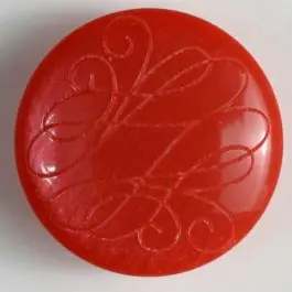 Nur Für Kurze Zeit Kunststoffknopf mit eingraviertem Ornament – Größe: 15mm – Farbe: rot – Art.Nr. 231378