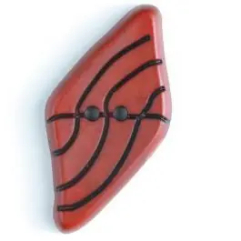 Kunststoffknopf langgezogenes Viereck mit schwarzem Strichmuster mit 2 Löchern – Größe: 55mm – Farbe: rot – Art.Nr. 420056 Gleich Bestellen
