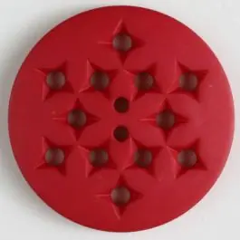 Top-Preis Kunststoffknopf mit 12 sternförmigen Vertiefungen mit 2 Löchern – Größe: 23mm – Farbe: rot – Art.Nr. 310629
