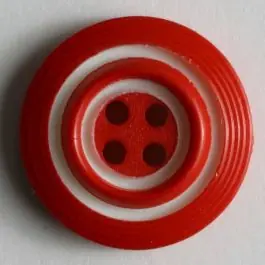 Modeknopf mit weißen Ringen – Größe: 23mm – Farbe: rot – Art.Nr. 250628 Markenware