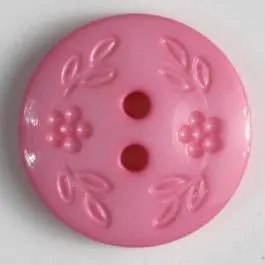 Preisknaller Modeknopf mit dezentem Blumendekor, 2 Loch – Größe: 18mm – Farbe: pink – Art.Nr. 258328