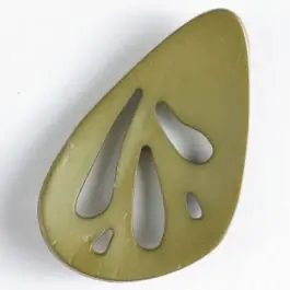 Kunststoffknopf, oval mit 5 unterschiedlich großen, tropfenförmigen Löchern – Größe: 70mm – Farbe: dunkelgrün – Art.Nr. 450119 Markenware