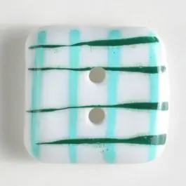 Preisknaller Kunststoffknopf, quadratisch, mit malerisch aufgebrachtem Karomuster – Größe: 23mm – Farbe: grün – Art.Nr. 330689