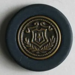 Kunststoffknopf mit goldenem Wappenornament – Größe: 23mm – Farbe: blau – Art.Nr. 330315 Kostenfreie Lieferung