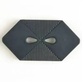 Premium Kunststoffknopf langgezogenes Sechseck mit 2 tropfenförmigen Löchern – Größe: 38mm – Farbe: marineblau – Art.Nr. 370400