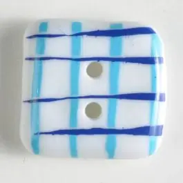 Kunststoffknopf, quadratisch, mit malerisch aufgebrachtem Karomuster – Größe: 23mm – Farbe: blau – Art.Nr. 330688 Mega-Angebot