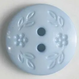 Modeknopf mit dezentem Blumendekor, 2 Loch – Größe: 18mm – Farbe: blau – Art.Nr. 258318 Saisonangebot