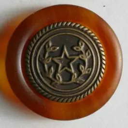 Highlight Kunststoffknopf mit goldenem Stern und Laubzweig – Größe: 20mm – Farbe: braun – Art.Nr. 310189