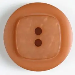 Handgefertigt Polyesterknopf, mit quadratischer Erhöhung um 2 Knopflöcher – Größe: 25mm – Farbe: braun – Art.Nr. 370453