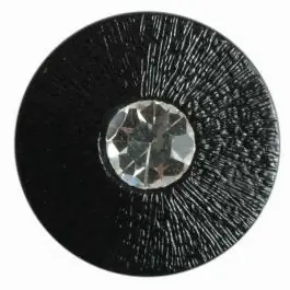 Direktkauf Knopf mit gehämmerter Oberfläche und kleinem Straßstein – Größe: 18mm – Farbe: schwarz – Art.Nr. 370277