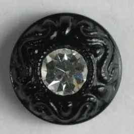 Gratis Versand Kunststoffknopf mit Strass – Größe: 11mm – Farbe: schwarz – Art.-Nr.: 330595