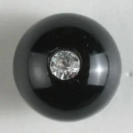 kugelförmiger Knopf mit kleinem Strassstein – Größe: 10mm – Farbe: schwarz – Art.Nr. 300060 Ausverkauf