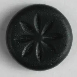 Nur Für Kurze Zeit Kunststoffknopf mit eingravierter Blüte – Größe: 14mm – Farbe: schwarz – Art.Nr. 230450