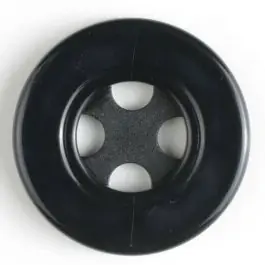 Kunststoffknopf mit 4 halbrunden Löchern -Größe: 40mm – Farbe: schwarz – Art.Nr. 400107 Im Trend