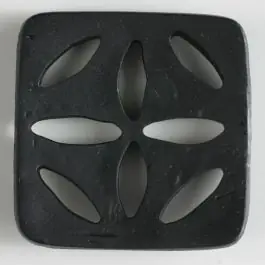 Begrenztes Angebot Kunststoffknopf, quadratisch, mit 8 zapfenförmigen Löchern – Größe: 60mm – Farbe: schwarz – Art.Nr. 440067