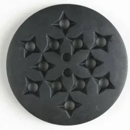 Gleich Bestellen Kunststoffknopf mit 12 sternförmigen Vertiefungen mit 2 Löchern – Größe: 23mm – Farbe: schwarz – Art.Nr. 310627