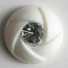 Knopf mit Straßstein umhüllt von geflochtenem Rand – Größe: 15mm – Farbe: weiß – Art.Nr. 340729 Billig