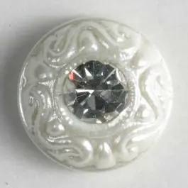 Kunststoffknopf mit Strass – Größe: 11mm – Farbe: weiss – Art.-Nr.: 330594 Echt