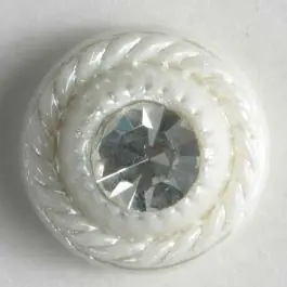 Kunststoffknopf mit Strass – Größe: 11mm – Farbe: weiss – Art.-Nr.: 330590 Sonderaktion