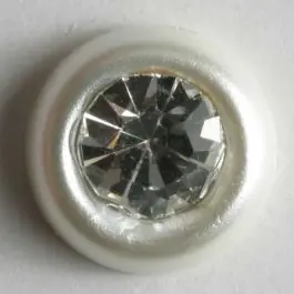 Strassknopf mit breitem Rand – Größe: 11mm – Farbe: weiß – Art.Nr. 330586 Neue Ware