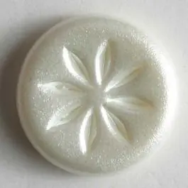 Preis Gesenkt Kunststoffknopf mit eingravierter Blüte – Größe: 11mm – Farbe: weiß – Art.Nr. 210563