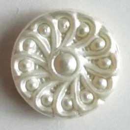 Abverkauf Kunststoffknopf perlenverzierte Blüte – Größe: 11mm – Farbe: weiß – Art.Nr. 230200