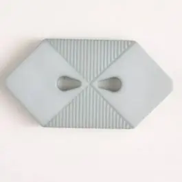 Kunststoffknopf langgezogenes Sechseck mit 2 tropfenförmigen Löchern – Größe: 38mm – Farbe: grau – Art.Nr. 376506 Letzte Chance