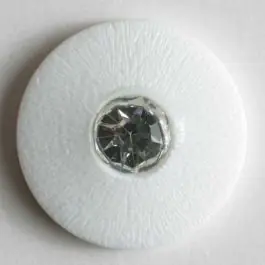 Knopf mit gehämmerter Oberfläche und kleinem Straßstein – Größe: 14mm – Farbe: weiß – Art.Nr. 340732 Neu Im Sortiment