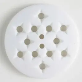 Kunststoffknopf mit 12 sternförmigen Vertiefungen mit 2 Löchern – Größe: 23mm – Farbe: weiss – Art.Nr. 310626 Schneller Versand