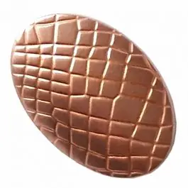 Kostenfreie Lieferung Vollmetallknopf oval mit Reptilienmuster und Öse – Größe: 25mm – Farbe: kupfer – Art.-Nr.: 400286