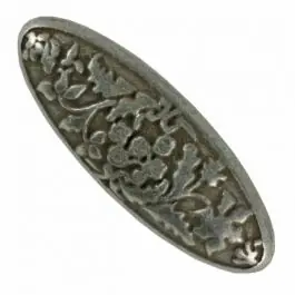 ovale Vollmetallknopf mit Blumen und Öse – Größe: 18mm – Farbe: altzinn – Art.Nr. 311047 Direkt Vom Hersteller