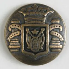 Zertifiziert Metallknopf Wappen mit Öse – Größe: 23mm – Farbe: altmessing – Art.Nr. 330804