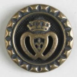 Neu Im Sortiment Metallknopf Krone mit Öse – Größe: 15mm – Farbe: altmessing – Art.Nr. 241203