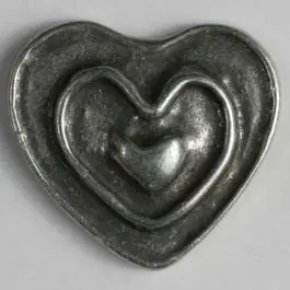 Herzknopf, vollmetall mit Doppelrand und Öse – Größe: 28mm – Farbe: altzinn – Art.Nr. 360364 Kracherpreis