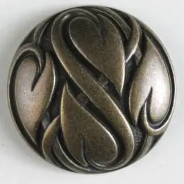 Schnäppchen Vollmetallknopf mit umschlungenen Herzen und Öse – Größe: 25mm – Farbe: altmessing – Art.Nr. 350295