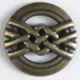 Weltweiter Versand Vollmetallknopf mit Überhandknoten – Größe: 25mm – Farbe: altmessing – Art.Nr. 350278