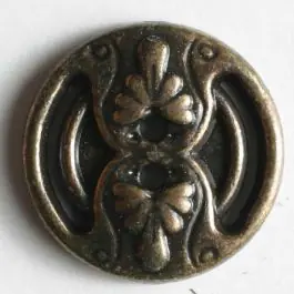 Premium Vollmetallknopf, antiker Stil mit Blütenblättern – Größe: 18mm – Farbe: altmessing – Art.Nr. 290479