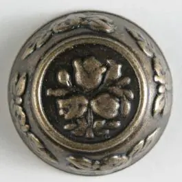 Vollmetallknopf, florale Motive sowohl im Innen- und Außenbereich, mit Öse – Größe: 28mm – Farbe: altmessing – Art.Nr. 360257 Top-Seller