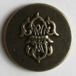 Top-Seller Wappenknopf, vollmetall, flach, mit strukturierter Oberfläche und Wappen – Größe: 23mm – Farbe: altmessing – Art.Nr. 330296