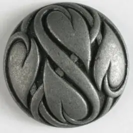 Echt Vollmetallknopf mit umschlungenen Herzen und Öse – Größe: 20mm – Farbe: altzinn – Art.Nr. 300614