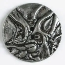 Vollmetallknopf mit ungleichmäßiger Struktur und 2 Löchern – Größe: 28mm – Farbe: altzinn – Art.Nr. 350271 Im Trend