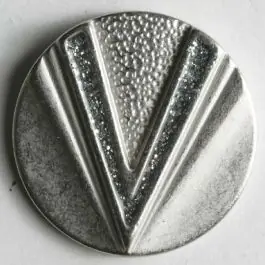 Schmuckknopf, vollmetall, unterschiedliche v-förmige Strukturen, mit Glitzersteinchen – Größe: 23mm – Farbe: mattsilber – Art.Nr. 350242 Heißes Angebot