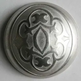 Vollmetallknopf mit viktorianischem Relief und Öse – Größe: 30mm – Farbe: mattsilber – Art.Nr. 370145 Weltweiter Versand